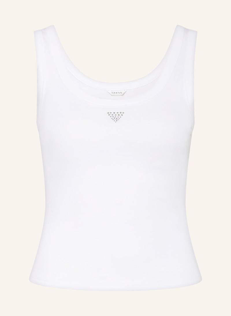 Guess Cropped-Top Mit Schmucksteinen weiss von Guess