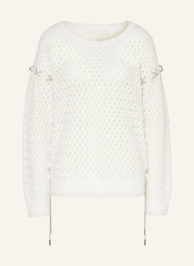 Guess Pullover Elliss Mit Schmucksteinen weiss von Guess