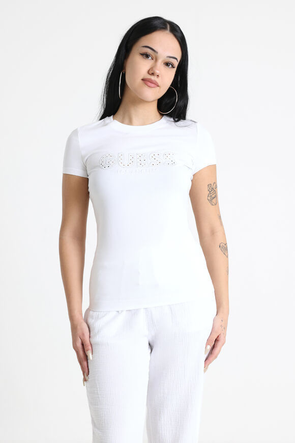 Guess Sangallo T-Shirt | Pure White | Damen  | S von Guess
