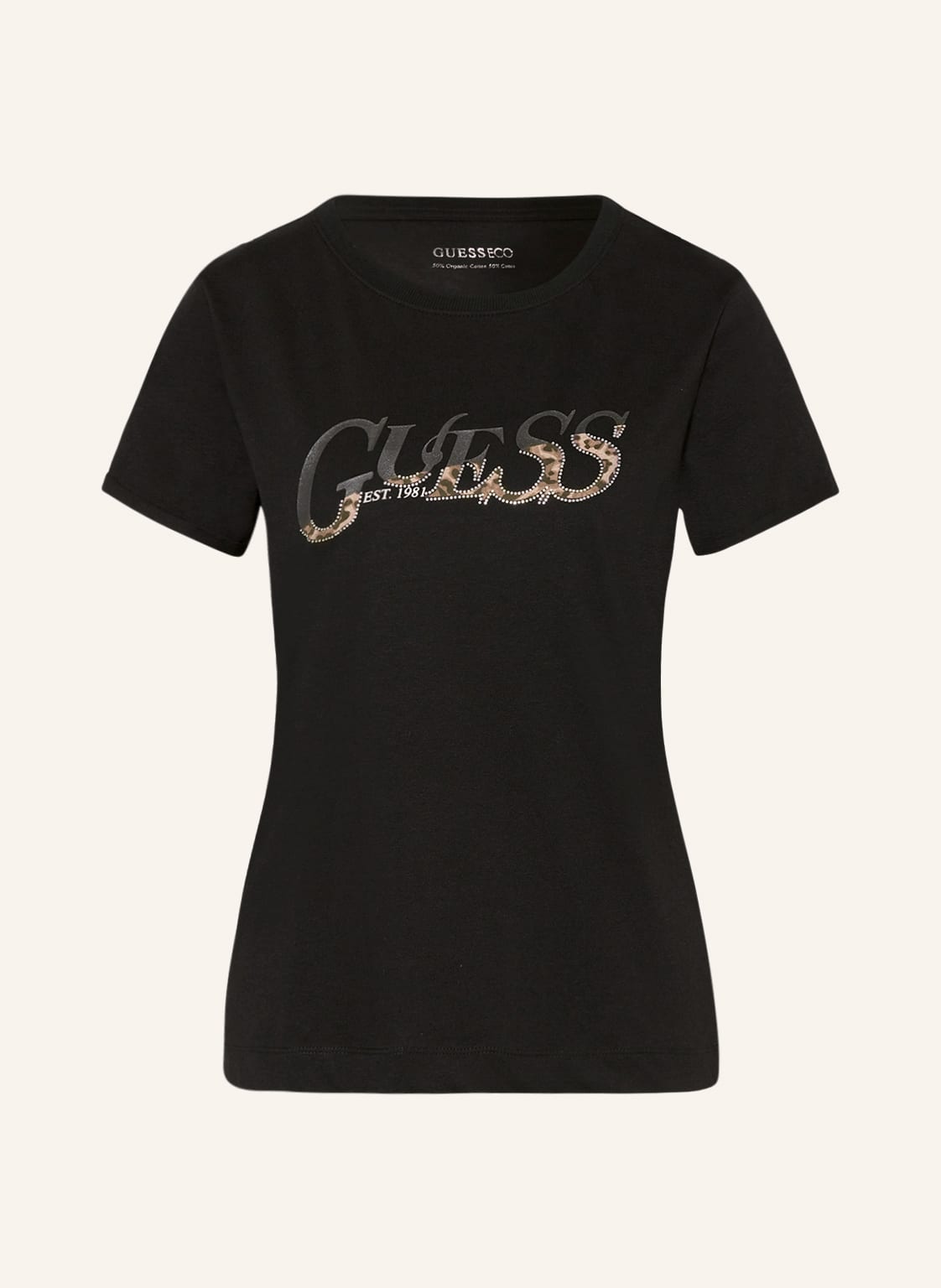 Guess T-Shirt Leo Mit Schmucksteinen schwarz von Guess