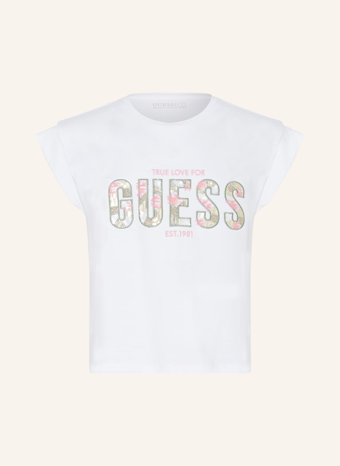 Guess T-Shirt Mit Pailletten Und Schmuckperlen weiss von Guess