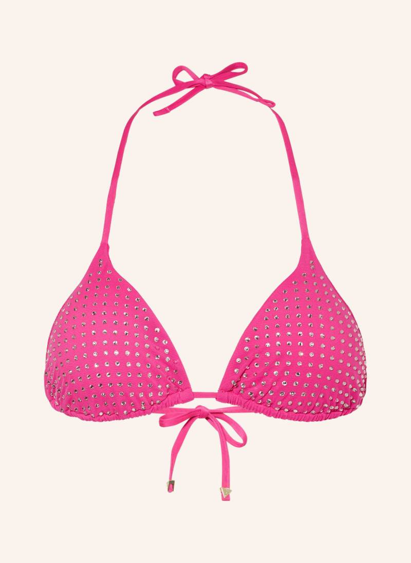 Guess Triangel-Bikini-Top Mit Schmucksteinen pink von Guess