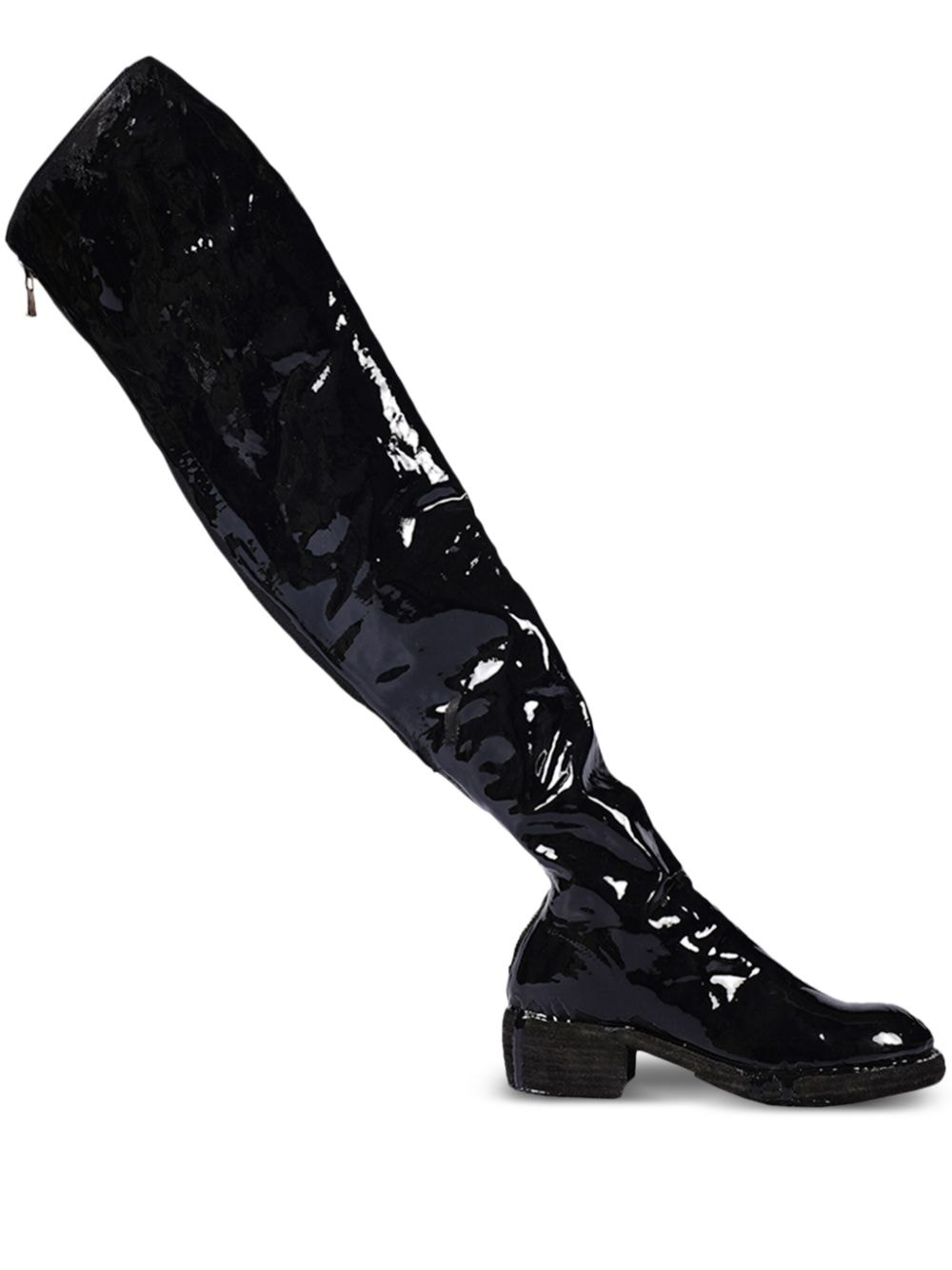 Guidi laminated knee-high leather boots - Black von Guidi