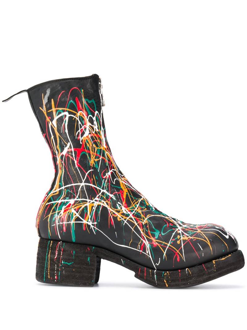 Guidi paint splattered ankle boots - Black von Guidi