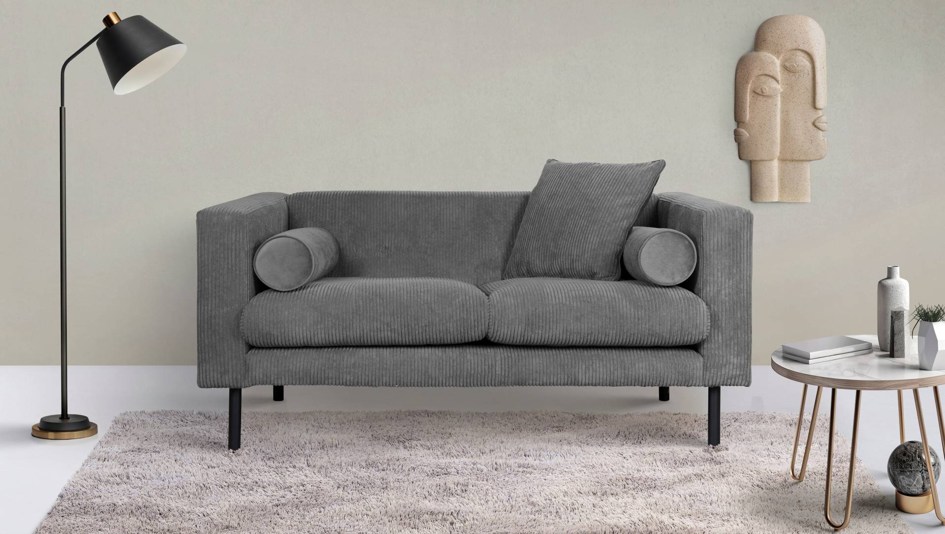 Guido Maria Kretschmer Home&Living 2-Sitzer »Lillibeth Designsofa mit Wellenunterfederung, Masse B/T/H: 155/74/83 cm«, Zierkissen als Wendekissen, in Samtoptik oder Cord Guido Maria Kretschmer Home&Living 2-Sitzer »Lillibeth Designsofa mit Wellenunterfederung, Masse B/T/H: 155/74/83 cm«, Zierkissen als Wendekissen, in Samtoptik oder Cord von Guido Maria Kretschmer Home&Living