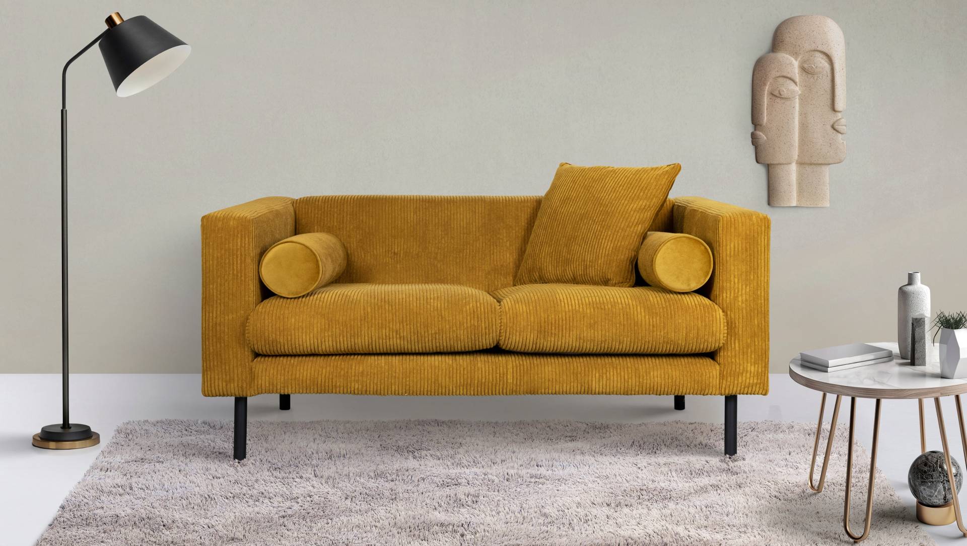 Guido Maria Kretschmer Home&Living 2-Sitzer »Lillibeth Designsofa mit Wellenunterfederung, Masse B/T/H: 155/74/83 cm«, Zierkissen als Wendekissen, in Samtoptik oder Cord Guido Maria Kretschmer Home&Living 2-Sitzer »Lillibeth Designsofa mit Wellenunterfederung, Masse B/T/H: 155/74/83 cm«, Zierkissen als Wendekissen, in Samtoptik oder Cord von Guido Maria Kretschmer Home&Living