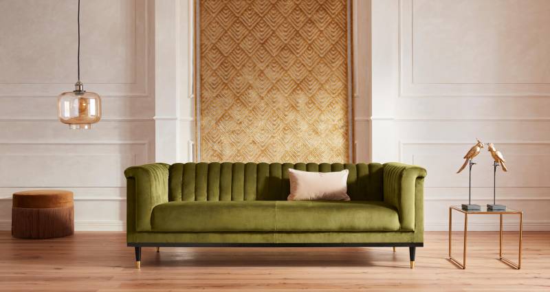 Guido Maria Kretschmer Home&Living 3-Sitzer »Chamby«, mit Holzrahmen unten und Steppung im Lehnenbereich von Guido Maria Kretschmer Home&Living