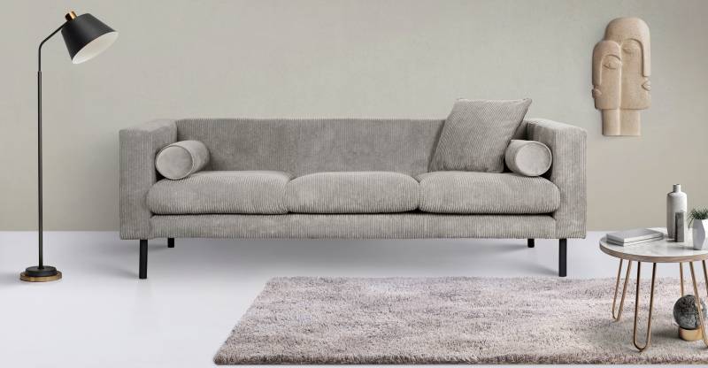 Guido Maria Kretschmer Home&Living 3-Sitzer »Lillibeth Designsofa mit Wellenunterfederung, Masse B/T/H: 218/74/83 cm«, Zierkissen als Wendekissen, Bezug Samtoptik oder Cord von Guido Maria Kretschmer Home&Living