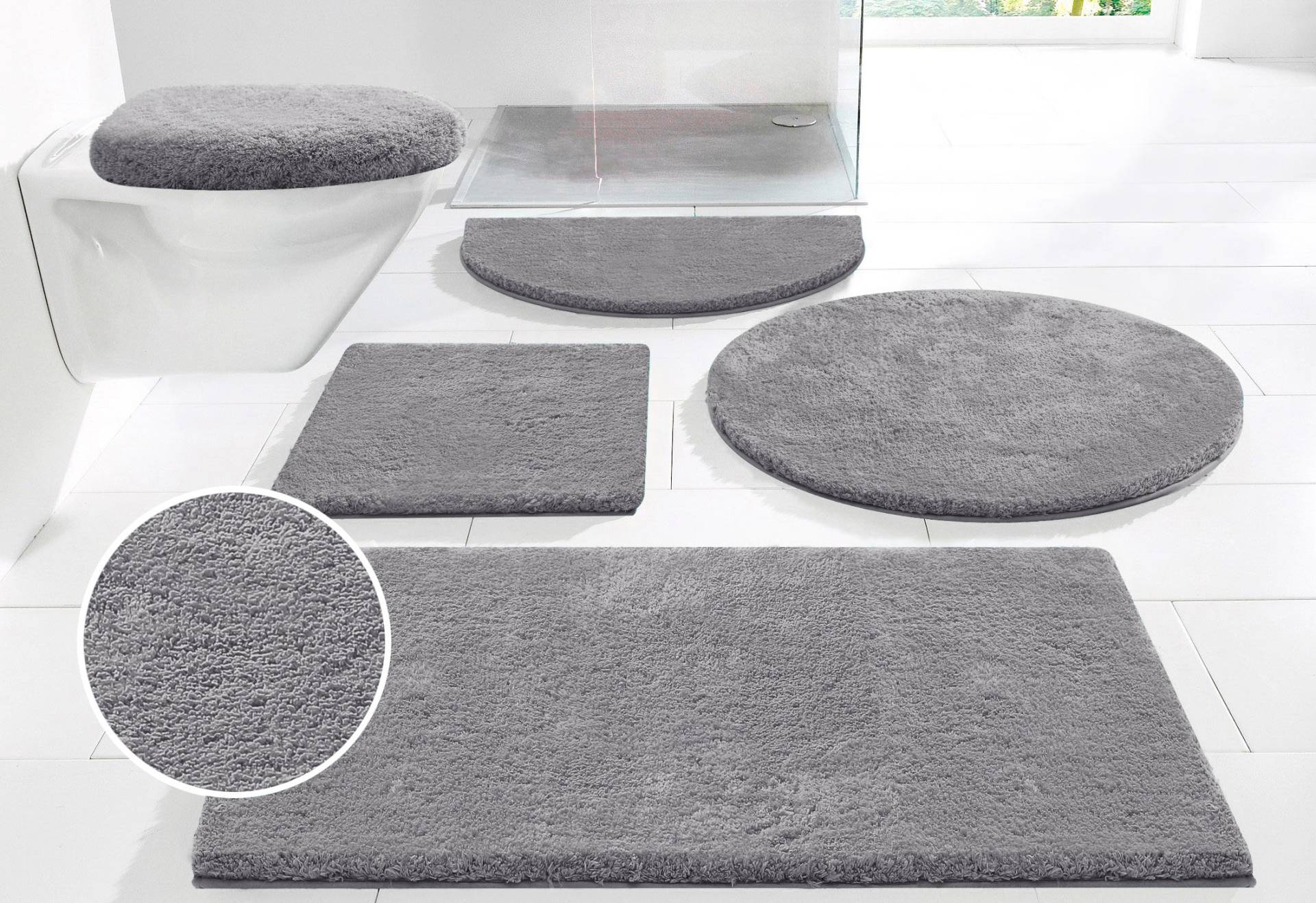 Guido Maria Kretschmer Home&Living Badematte »Jari«, rutschhemmend beschichtet, schnell trocknend-strapazierfähig-fussbodenheizungsgeeignet, Badematten, Uni-Farben, Badteppich, auch als 2 teiliges Set & rund von Guido Maria Kretschmer Home&Living