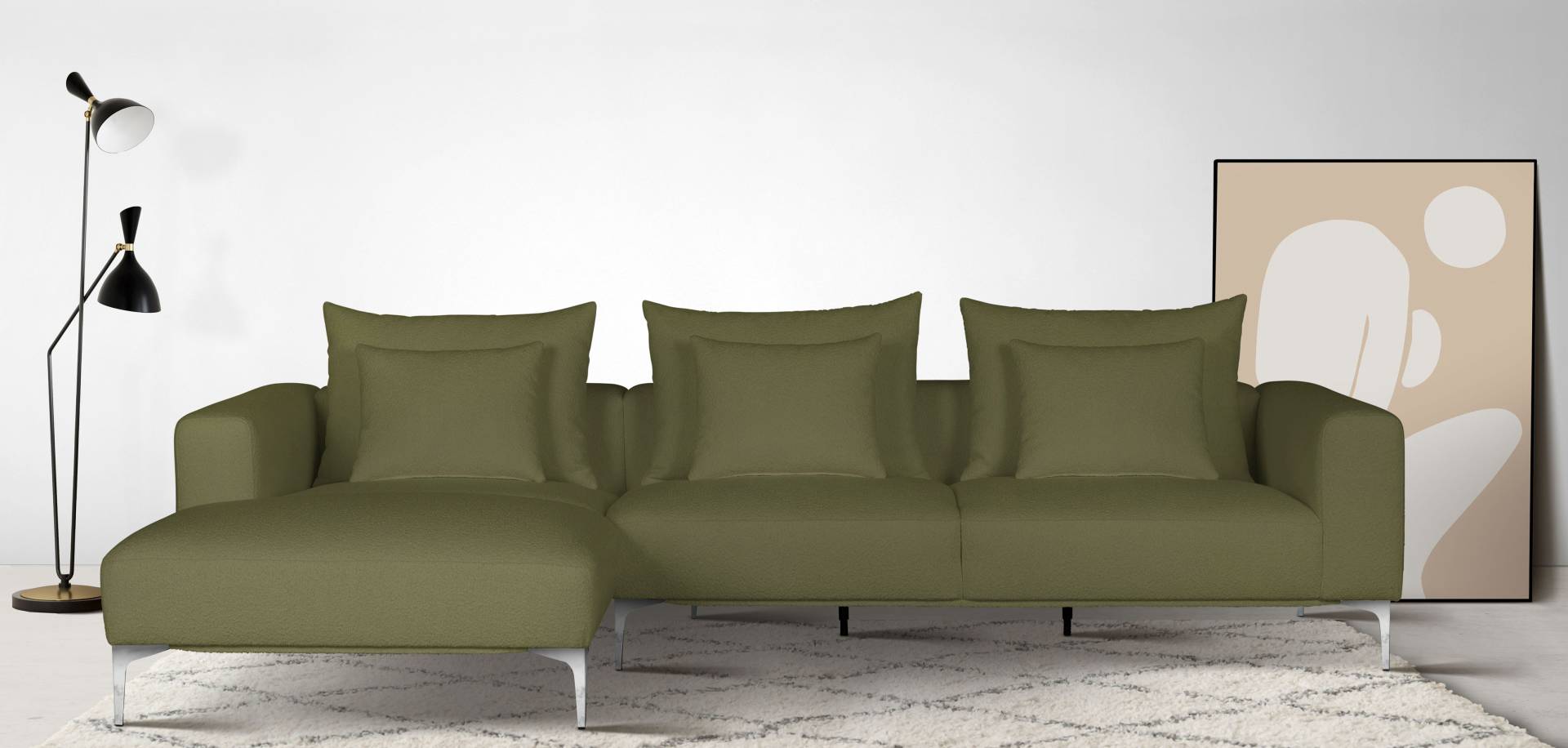 Guido Maria Kretschmer Home&Living Ecksofa »JANTE L-Form«, wahlweise Recamiere links oder rechts, mit Chromfüssen von Guido Maria Kretschmer Home&Living