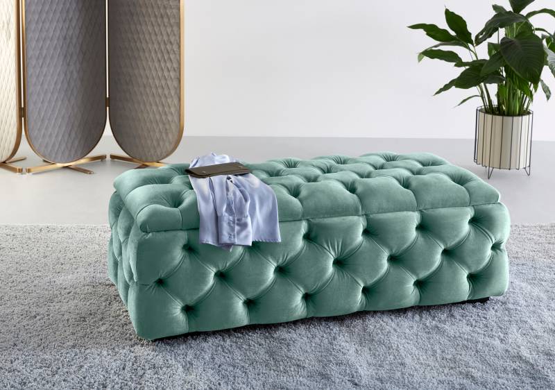 Guido Maria Kretschmer Home&Living Polsterhocker »KALINA, hochwertige Knopfheftung, B/T/H: 120/55/45 cm«, mit Staufach und innenliegenden Laschen zur besseren Aufbewahrung von Guido Maria Kretschmer Home&Living