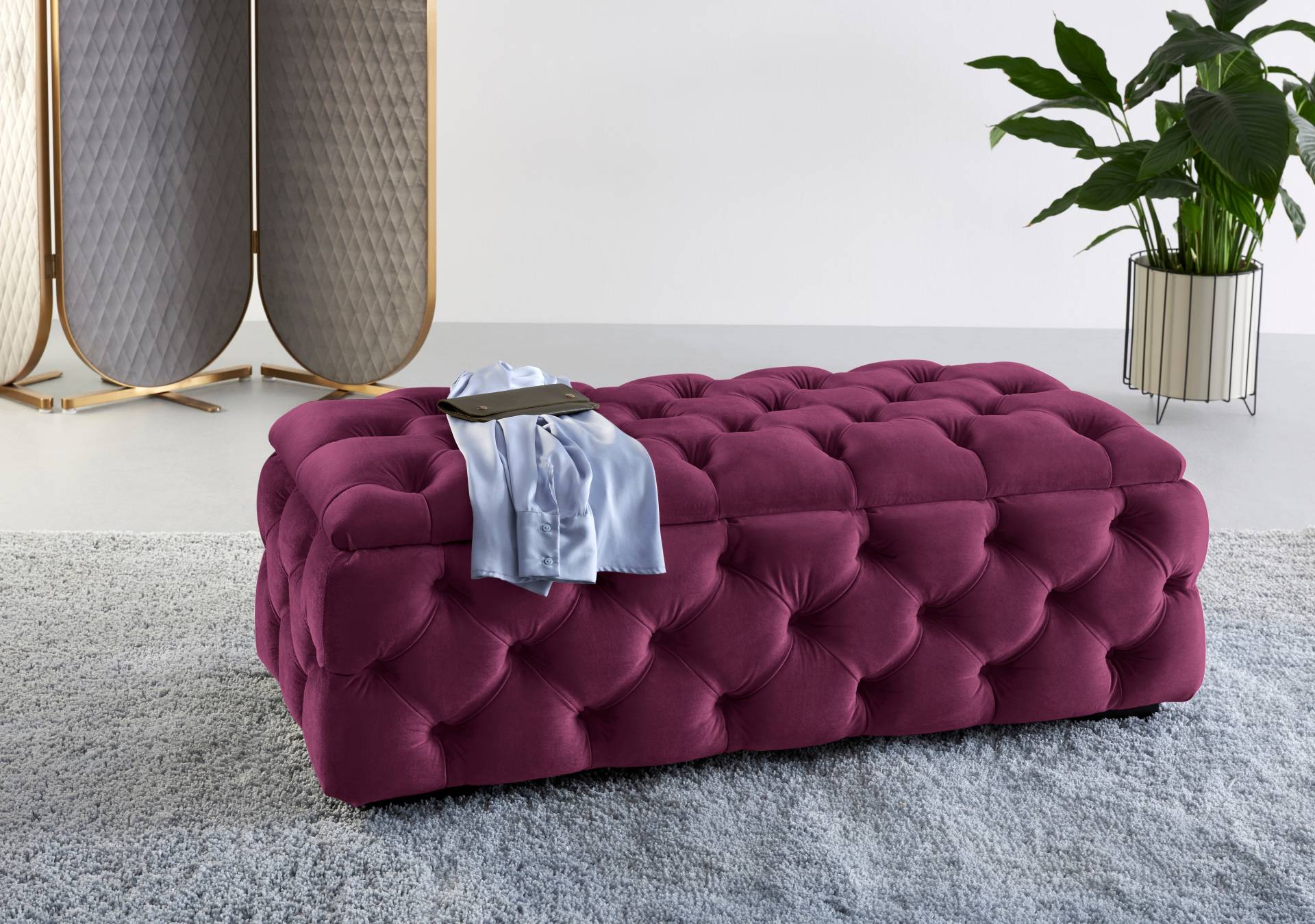 Guido Maria Kretschmer Home&Living Polsterhocker »KALINA, hochwertige Knopfheftung, B/T/H: 120/55/45 cm«, mit Staufach und innenliegenden Laschen zur besseren Aufbewahrung Guido Maria Kretschmer Home&Living Polsterhocker »KALINA, hochwertige Knopfheftung, B/T/H: 120/55/45 cm«, mit Staufach und innenliegenden Laschen zur besseren Aufbewahrung von Guido Maria Kretschmer Home&Living