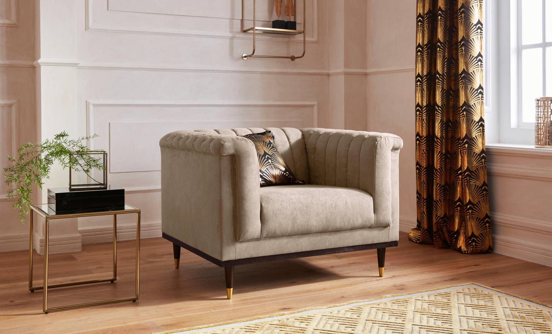 Guido Maria Kretschmer Home&Living Sessel »Chamby«, mit Holzrahmen unten und Steppung im Lehnenbereich Guido Maria Kretschmer Home&Living Sessel »Chamby«, mit Holzrahmen unten und Steppung im Lehnenbereich von Guido Maria Kretschmer Home&Living