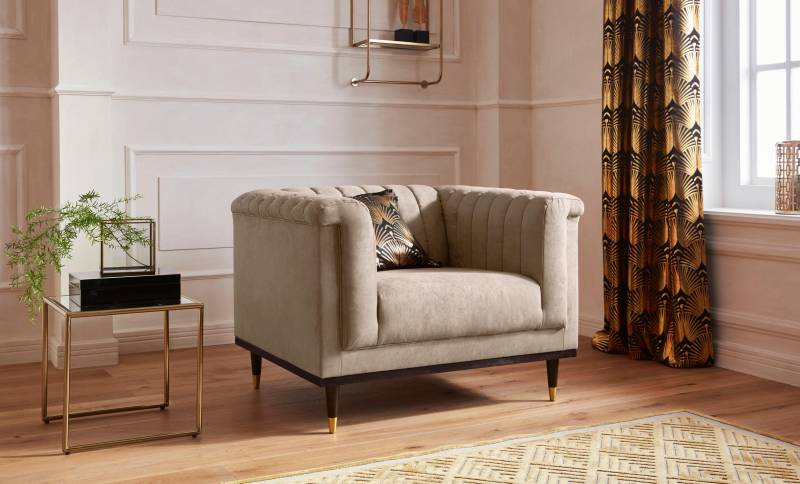 Guido Maria Kretschmer Home&Living Sessel »Chamby«, mit Holzrahmen unten und Steppung im Lehnenbereich von Guido Maria Kretschmer Home&Living