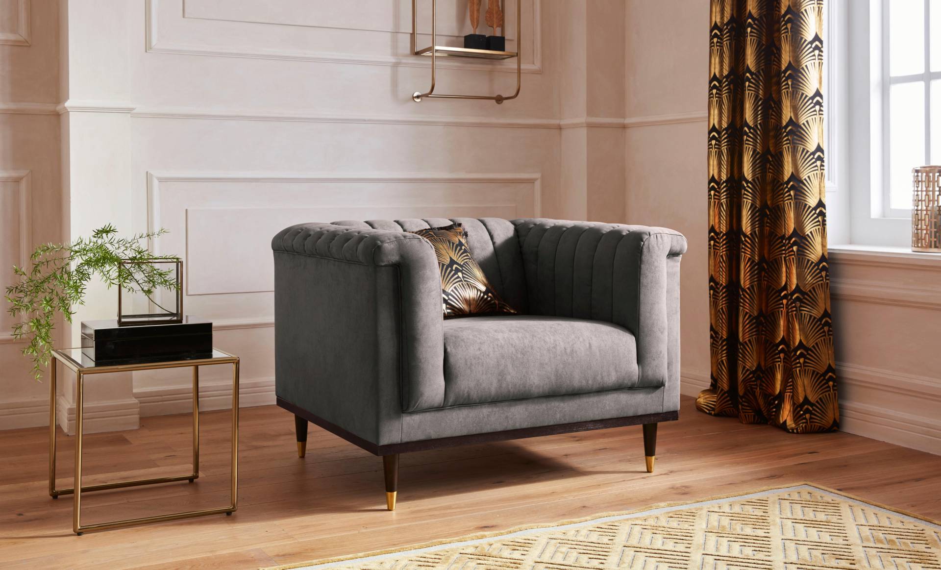 Guido Maria Kretschmer Home&Living Sessel »Chamby«, mit Holzrahmen unten und Steppung im Lehnenbereich Guido Maria Kretschmer Home&Living Sessel »Chamby«, mit Holzrahmen unten und Steppung im Lehnenbereich von Guido Maria Kretschmer Home&Living