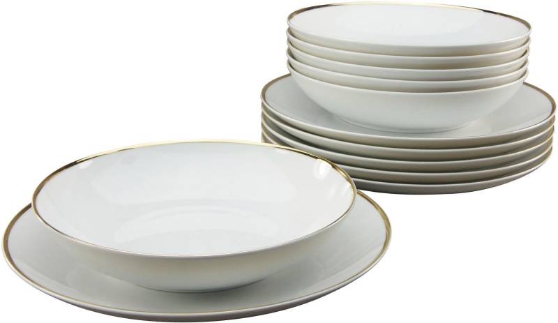 Guido Maria Kretschmer Home&Living Tafelservice »GMK Teller Set, Geschirr-Set Godi«, (Set, 12 tlg., Teller Set für 6 Personen), Service, handgemalter Rand, 12 Teile, für 6 Personen von Guido Maria Kretschmer Home&Living