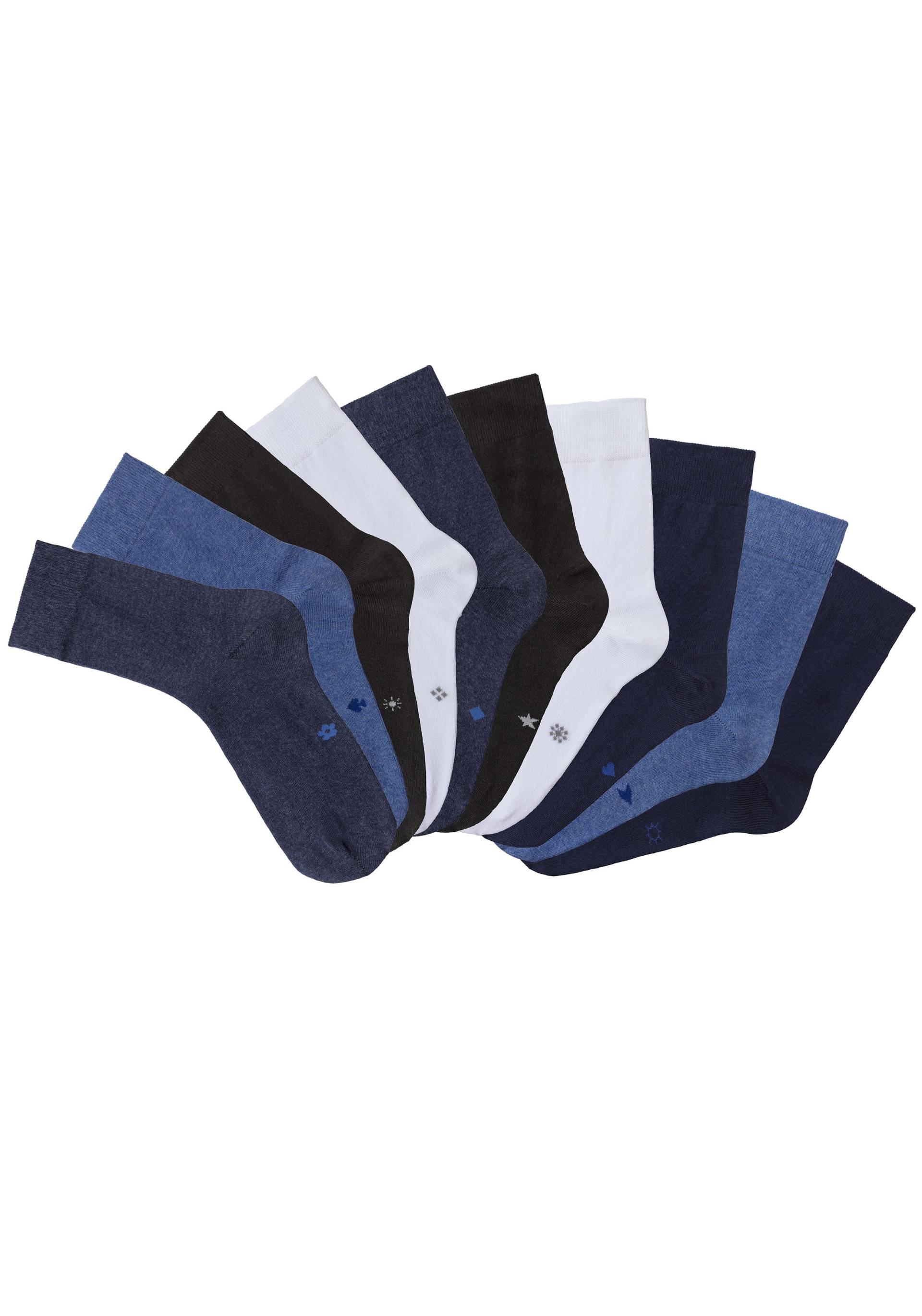 H.I.S Basicsocken, (Set, 10 Paar), mit eingestrickten Symbolen von H.I.S