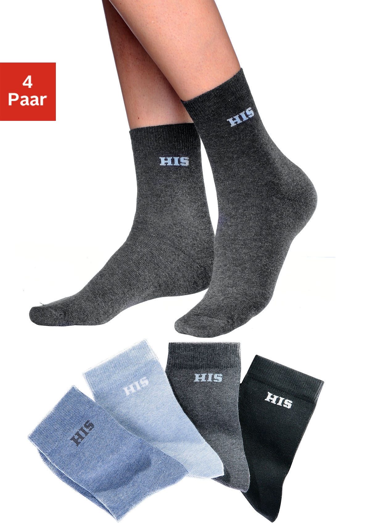 H.I.S Basicsocken, (Set, 4 Paar) von H.I.S