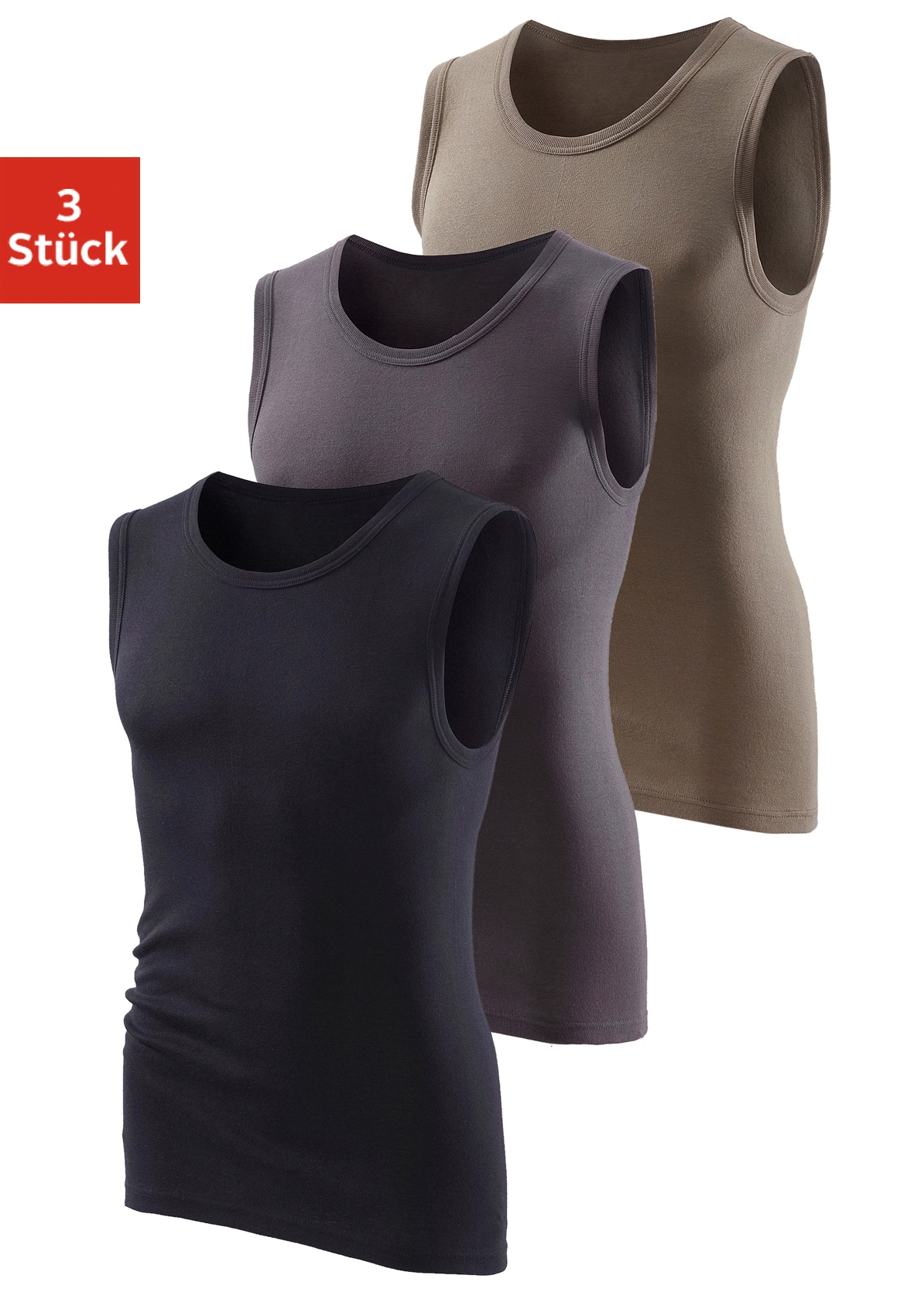 H.I.S Muscleshirt, (3 tlg.), ohne Seitennähte optimale Passform von H.I.S