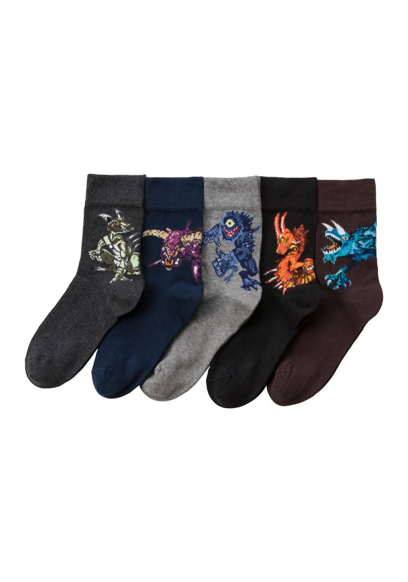 H.I.S Freizeitsocken, (Packung, 5 Paar), mit Monster Motiven von H.I.S