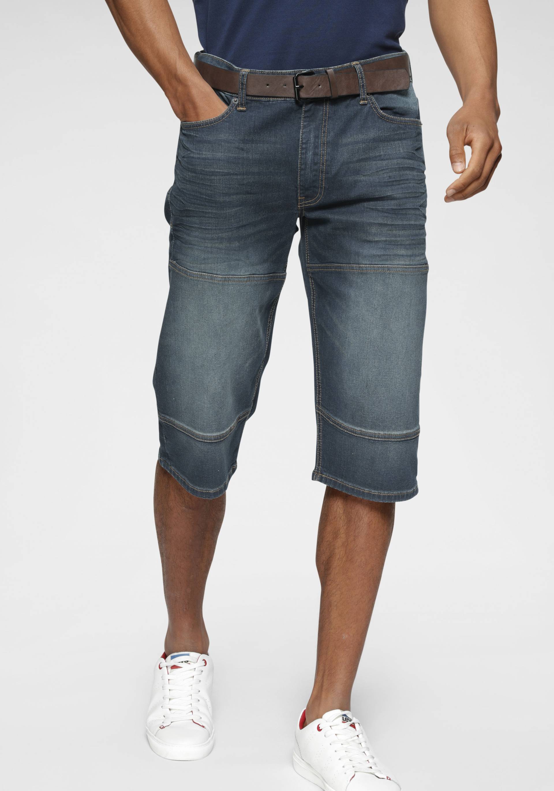 H.I.S Jeansbermudas »HANTZ«, (Set, 2 tlg., mit abnehmbarem Gürtel), gerader Beinschnitt, Used-Look mit Abriebeffekten von H.I.S
