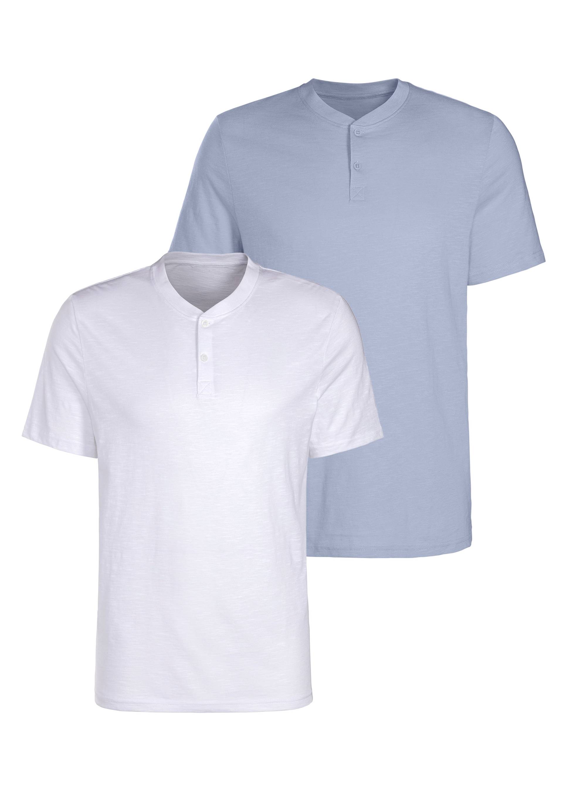 H.I.S Kurzarmshirt, (Packung, 2), mit Henleykragen aus strukturierter Baumwoll-Qualität H.I.S Kurzarmshirt, (Packung, 2), mit Henleykragen aus strukturierter Baumwoll-Qualität von H.I.S