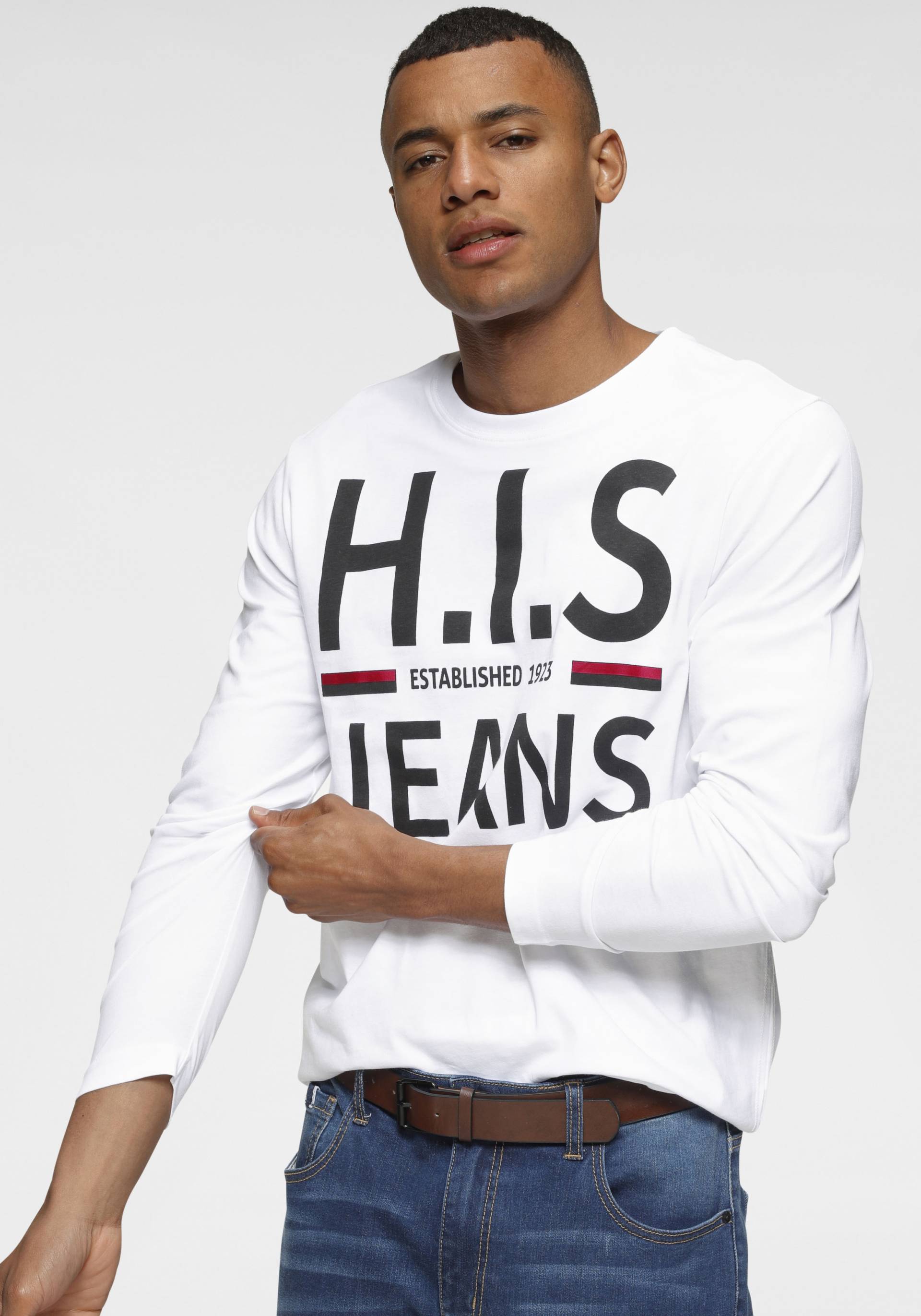 H.I.S Langarmshirt, mit Markenprint von H.I.S