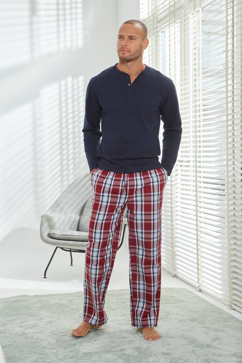 H.I.S Pyjama, (2 tlg., 1 Stück), Schlafanzug in langer Form mit Webhose von H.I.S