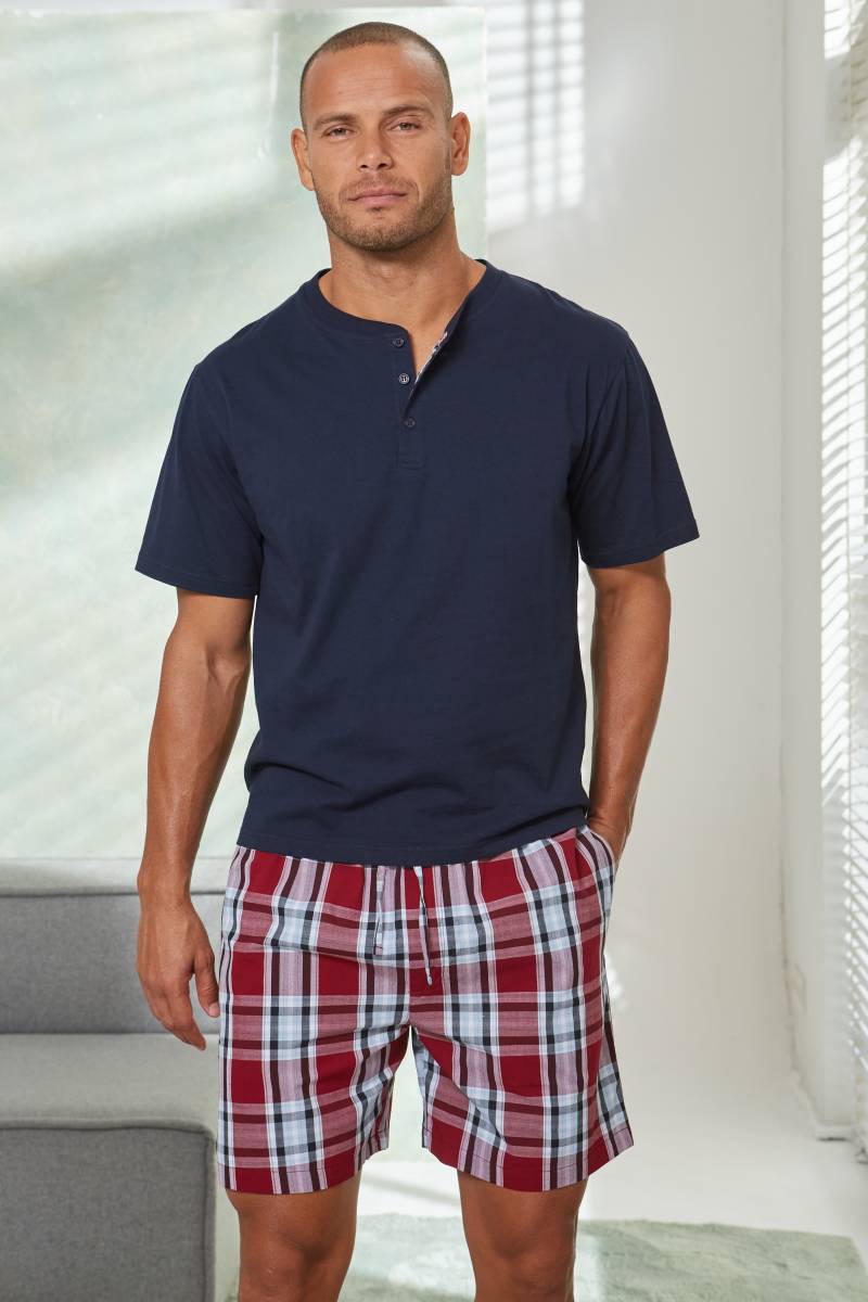 H.I.S Pyjama, (2 tlg., 1 Stück), Schlafanzug mit Webshorts von H.I.S