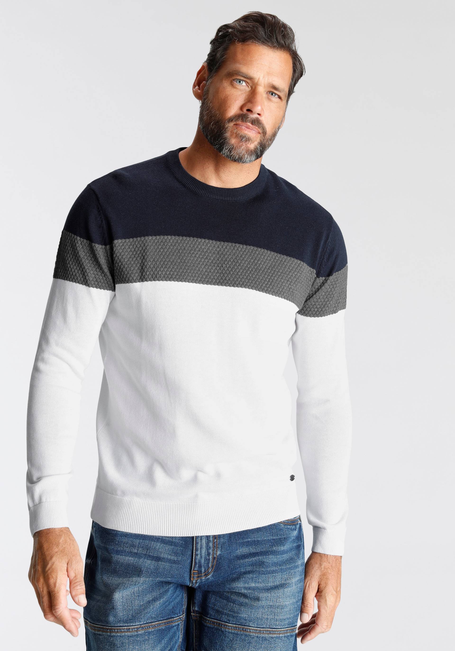 H.I.S Rundhalspullover »neue Farben!«, Colorblocking, in leichter Strickqualität von H.I.S