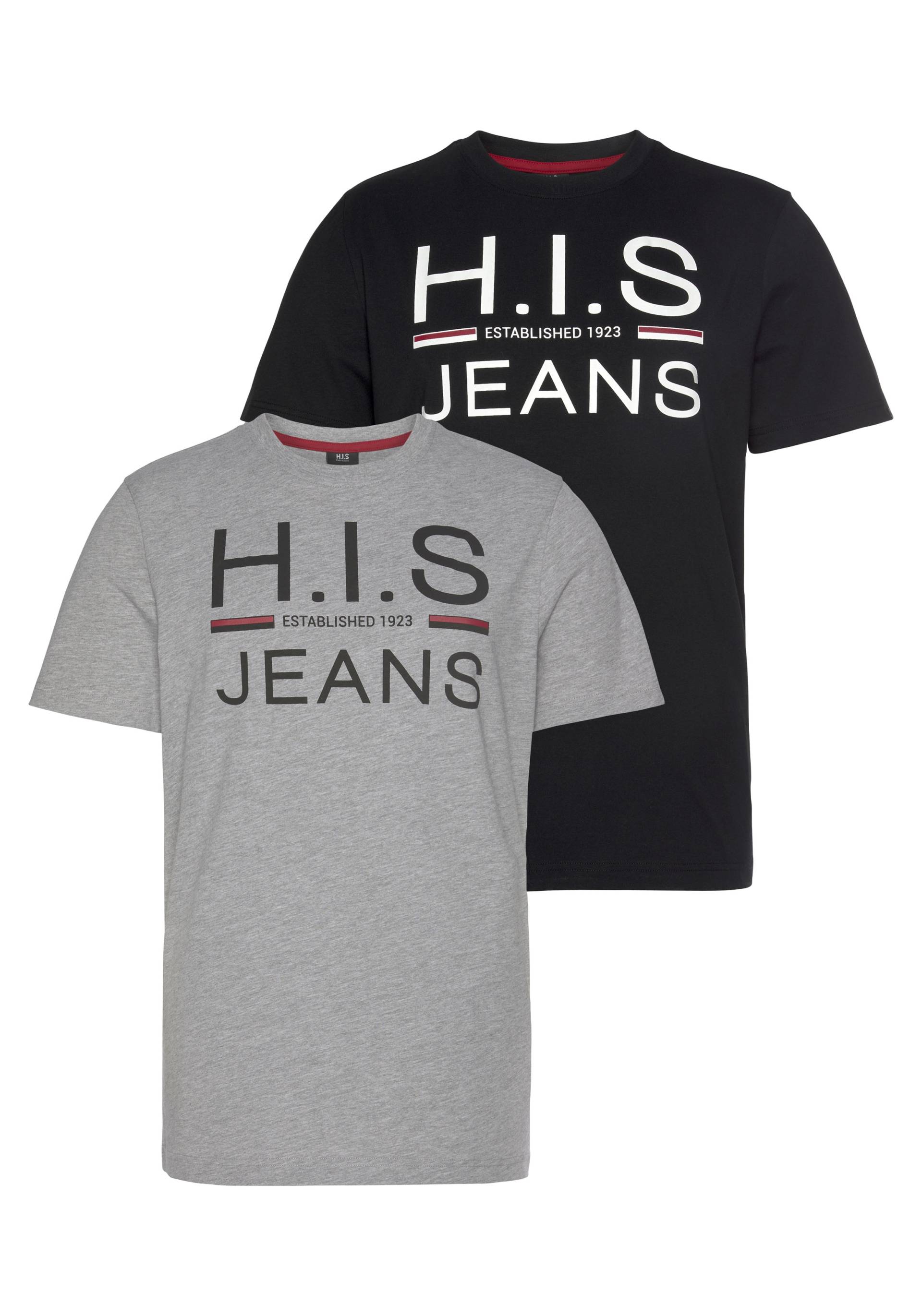 H.I.S Rundhalsshirt, (Packung, 2er-Pack), schmal geschnitten, bedrucktes Design, Rundhals, aus Baumwolle von H.I.S