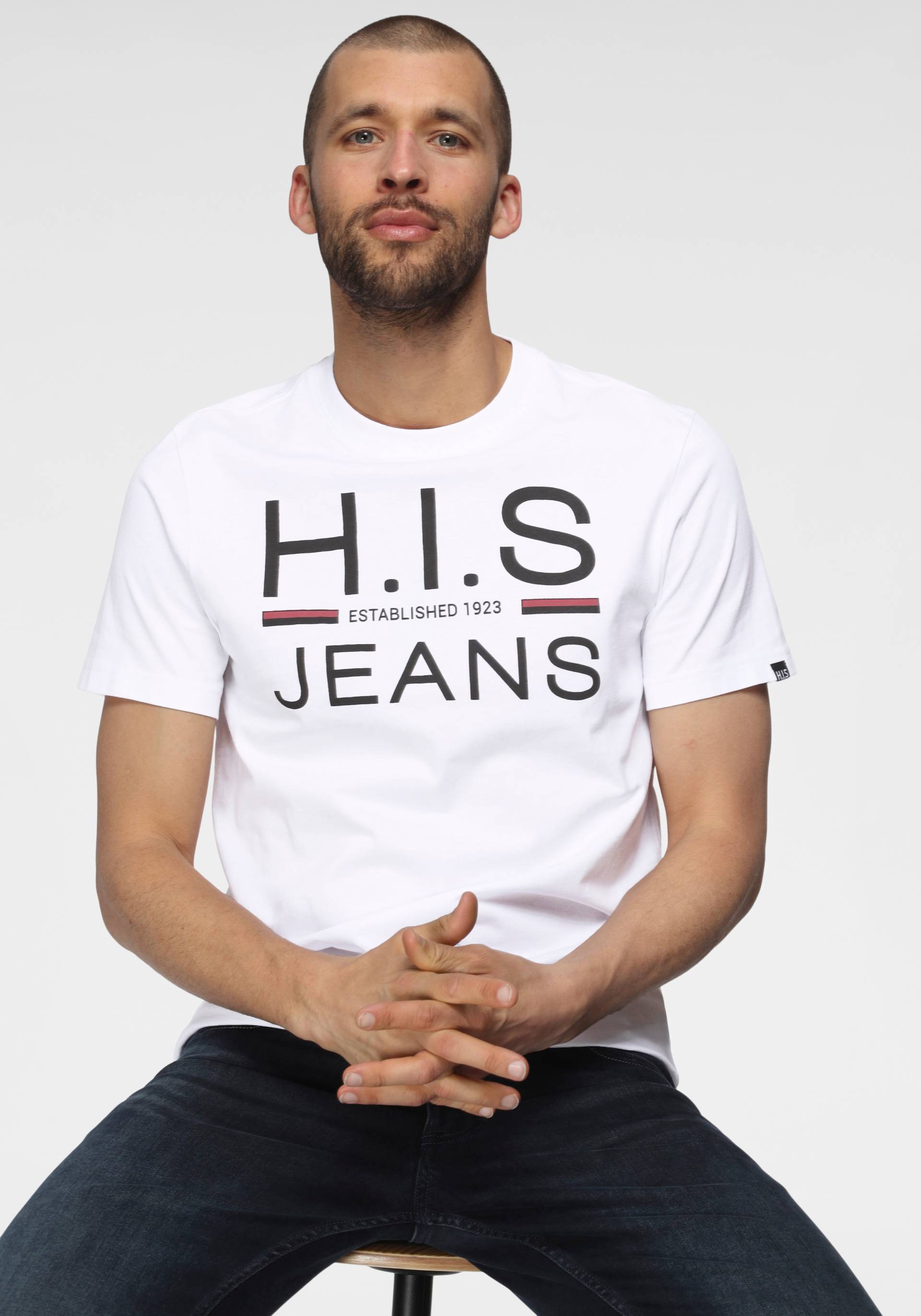 H.I.S Rundhalsshirt, (Packung, 2er-Pack), schmal geschnitten, bedrucktes Design, Rundhals, aus Baumwolle H.I.S Rundhalsshirt, (Packung, 2er-Pack), schmal geschnitten, bedrucktes Design, Rundhals, aus Baumwolle von H.I.S