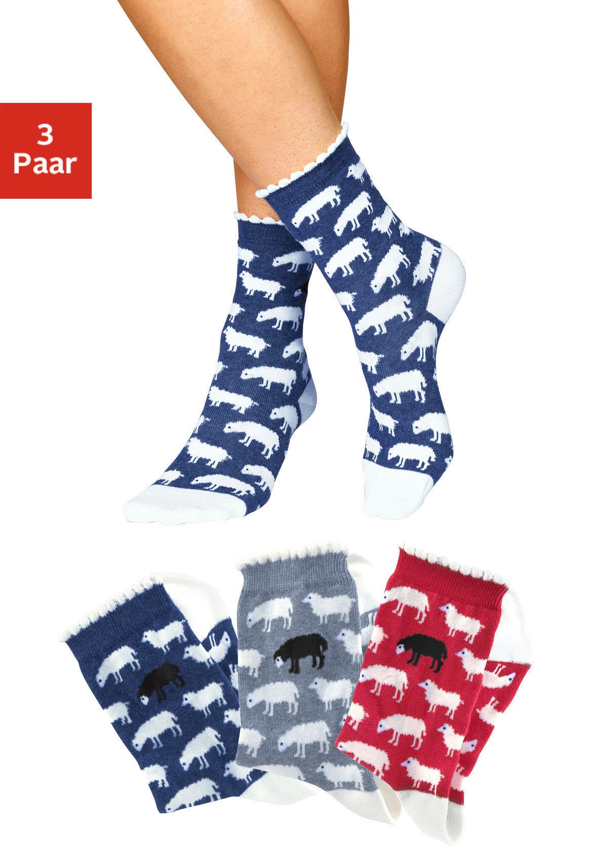 H.I.S Socken, (3 Paar), mit feinem Muschelabschluss von H.I.S