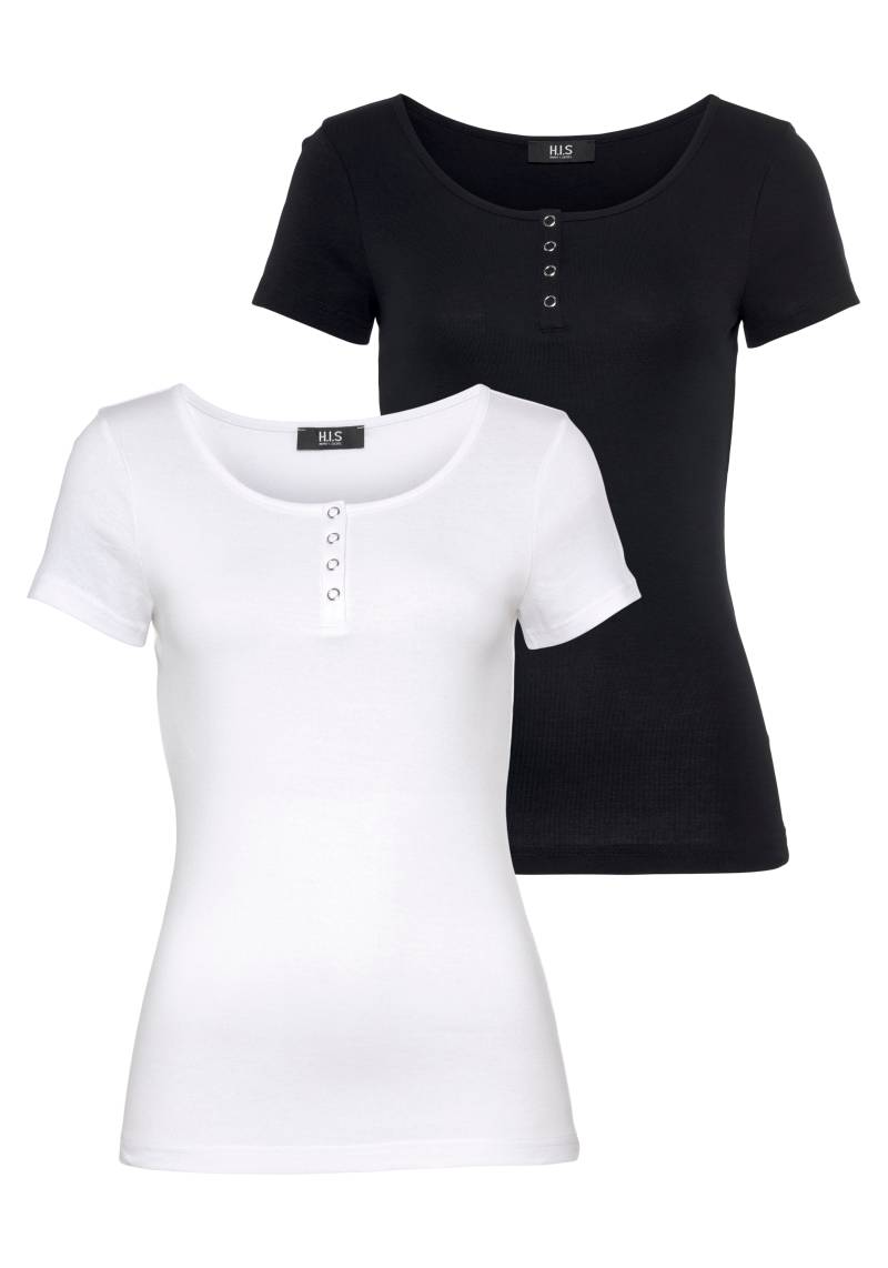 H.I.S T-Shirt, (Set, 2 tlg.), Kurzarm, unifarben, aus Baumwolle, im Set erhältlich von H.I.S