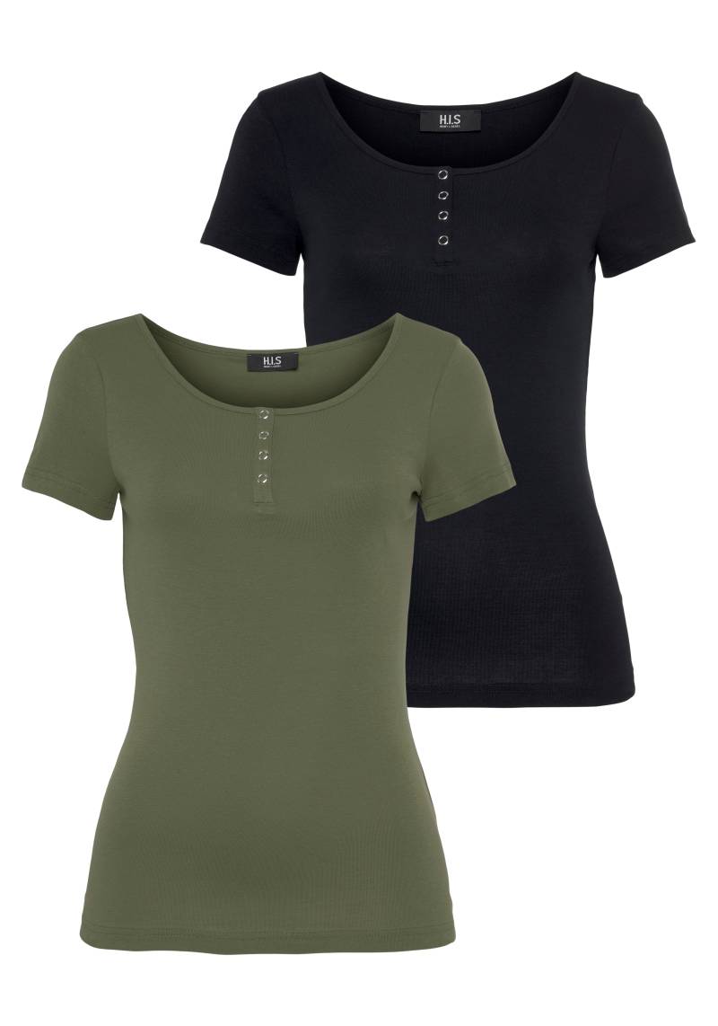 H.I.S T-Shirt, (Set, 2 tlg.), Kurzarm, unifarben, aus Baumwolle, im Set erhältlich von H.I.S