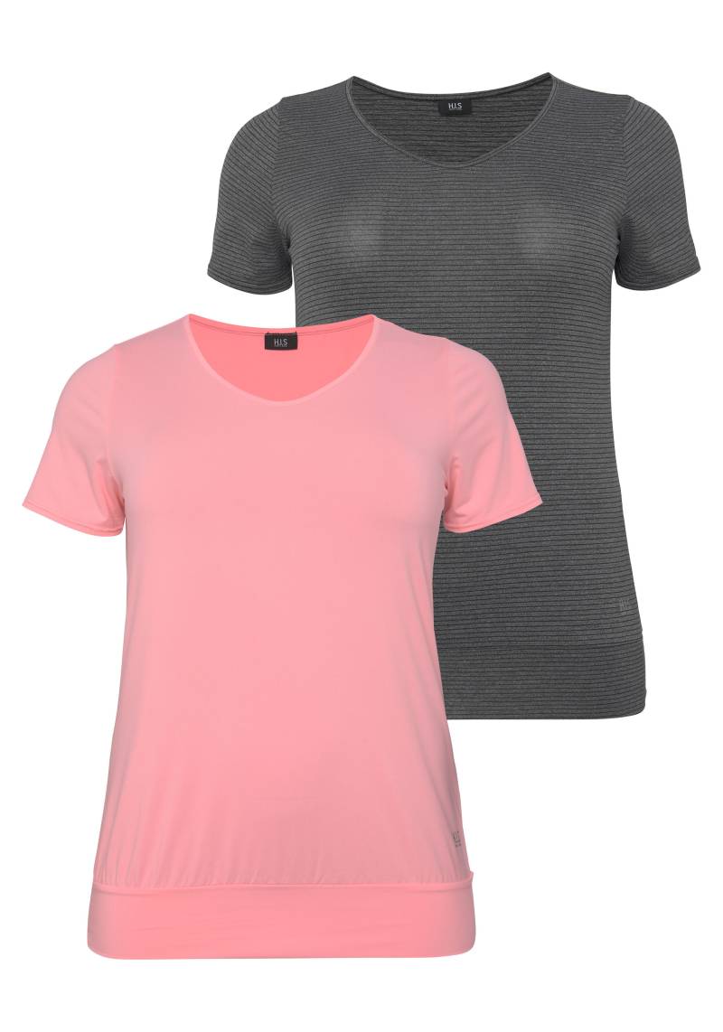 H.I.S T-Shirt, (Spar-Set, 2er-Pack), Kurzarm, figurumspielende Passform, aus elastischem Single-Jersey von H.I.S