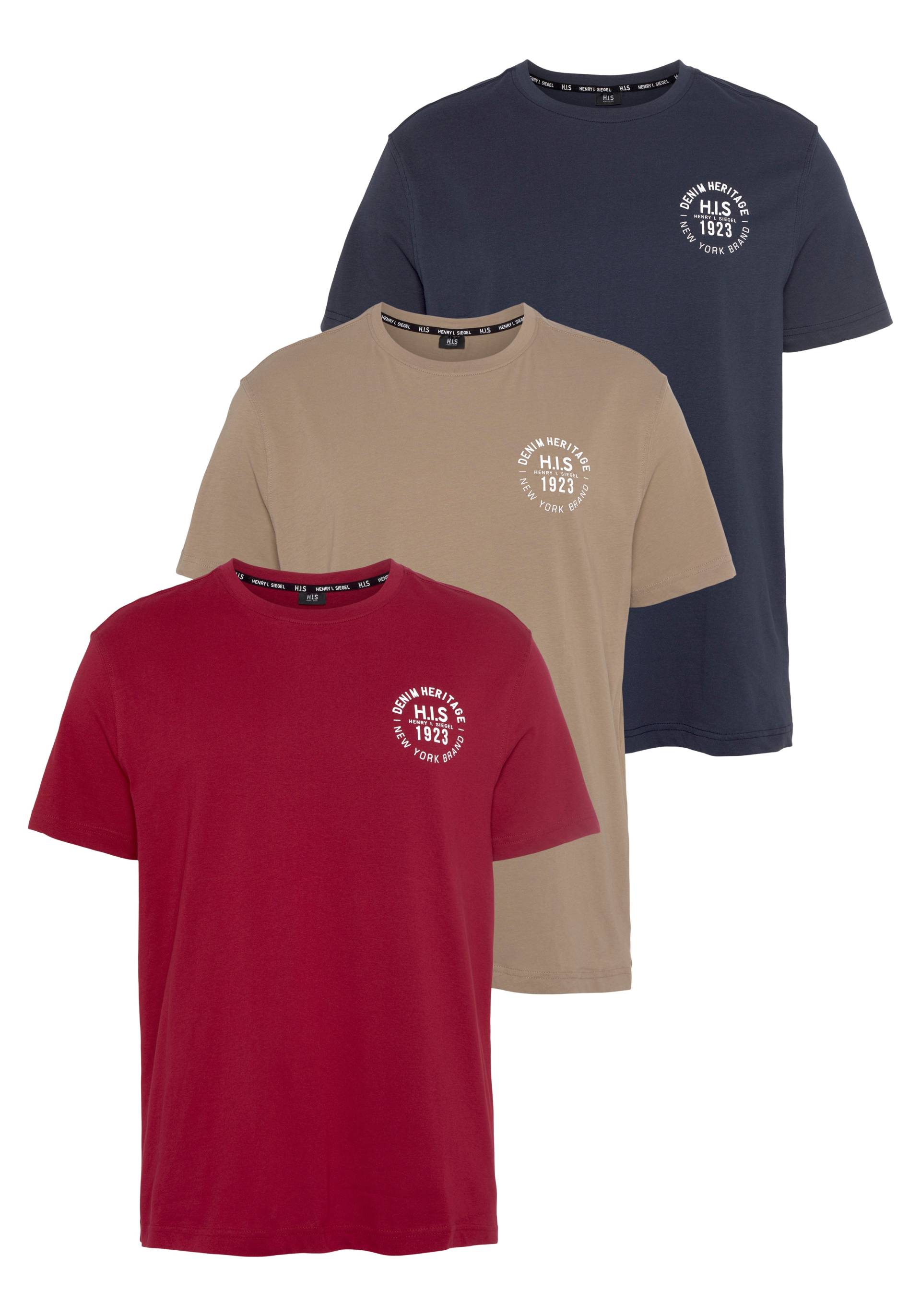 H.I.S T-Shirt, (Packung, 3 tlg., 3er-Pack), schmal geschnitten, bedrucktes Design, aus 100% Baumwolle H.I.S T-Shirt, (Packung, 3 tlg., 3er-Pack), schmal geschnitten, bedrucktes Design, aus 100% Baumwolle von H.I.S
