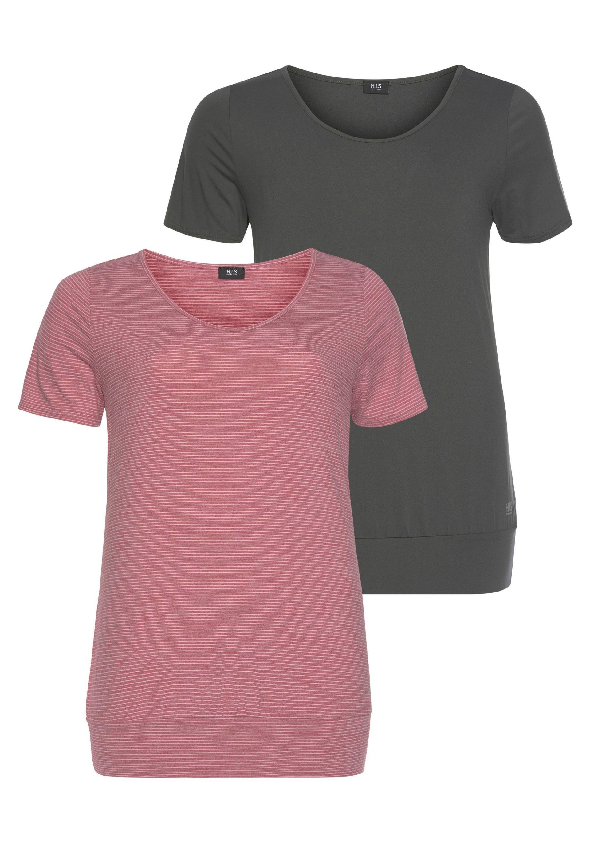 H.I.S T-Shirt, (Spar-Set, 2er-Pack), Kurzarm, figurumspielende Passform, aus elastischem Single-Jersey von H.I.S