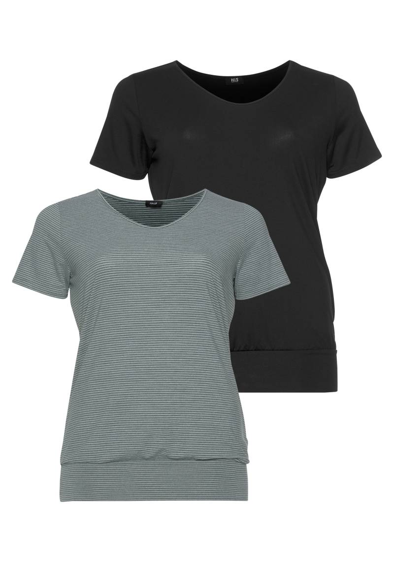 H.I.S T-Shirt, (Spar-Set, 2er-Pack), Kurzarm, figurumspielende Passform, aus elastischem Single-Jersey von H.I.S