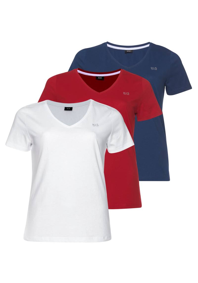 H.I.S T-Shirt »Essential-Basics«, (Spar-Set, 3er-Pack), figurumspielender Schnitt, aus Baumwolle von H.I.S