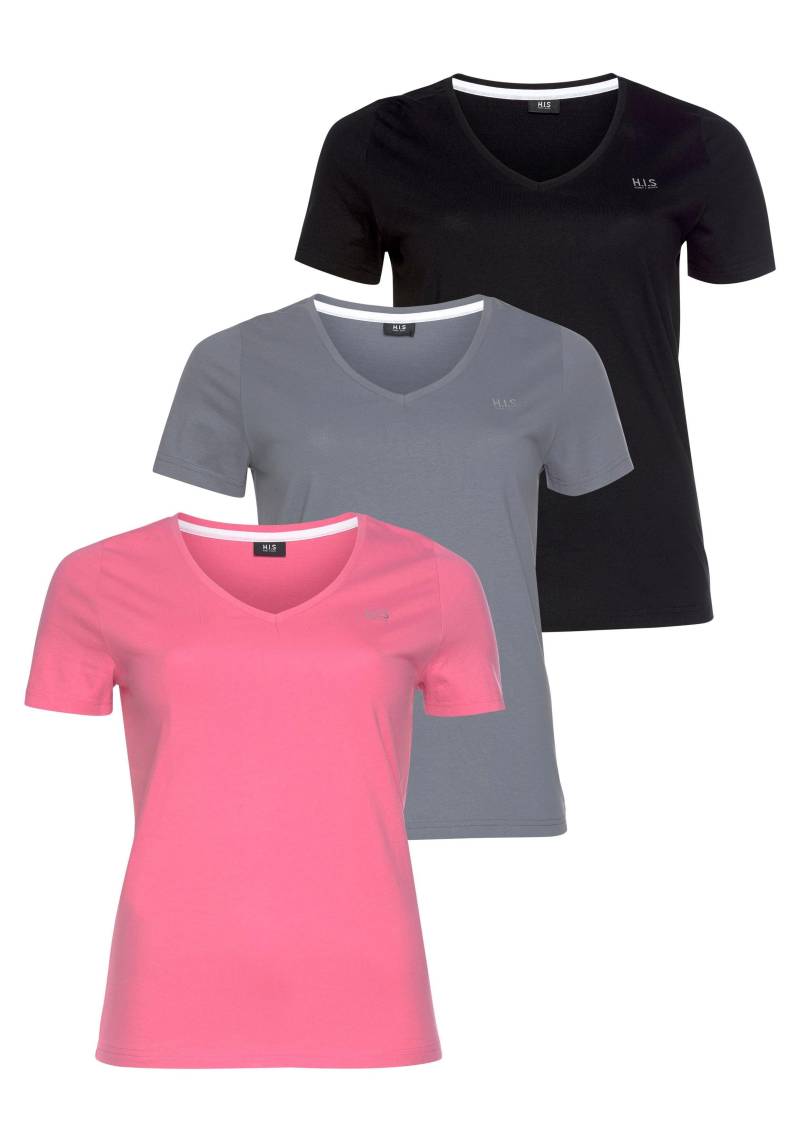 H.I.S T-Shirt »Essential-Basics«, (Spar-Set, 3er-Pack), figurumspielender Schnitt, aus Baumwolle von H.I.S