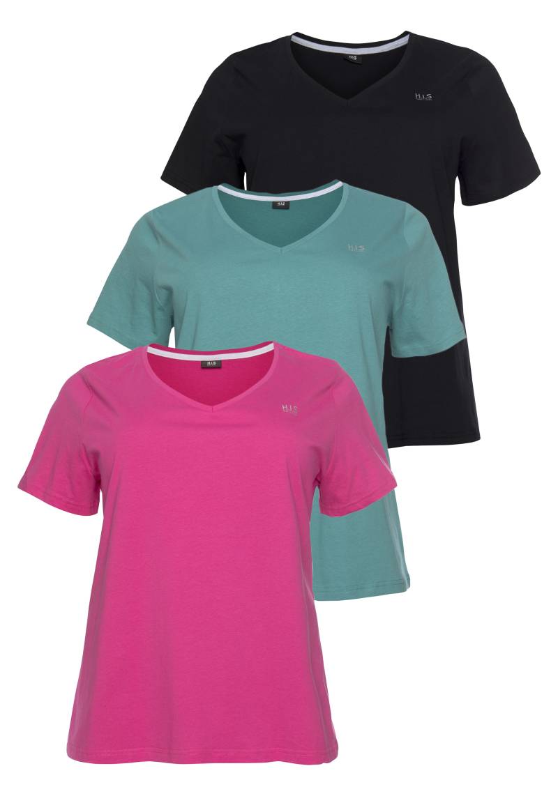 H.I.S T-Shirt »Essential-Basics«, (Spar-Set, 3er-Pack), figurumspielender Schnitt, aus Baumwolle von H.I.S