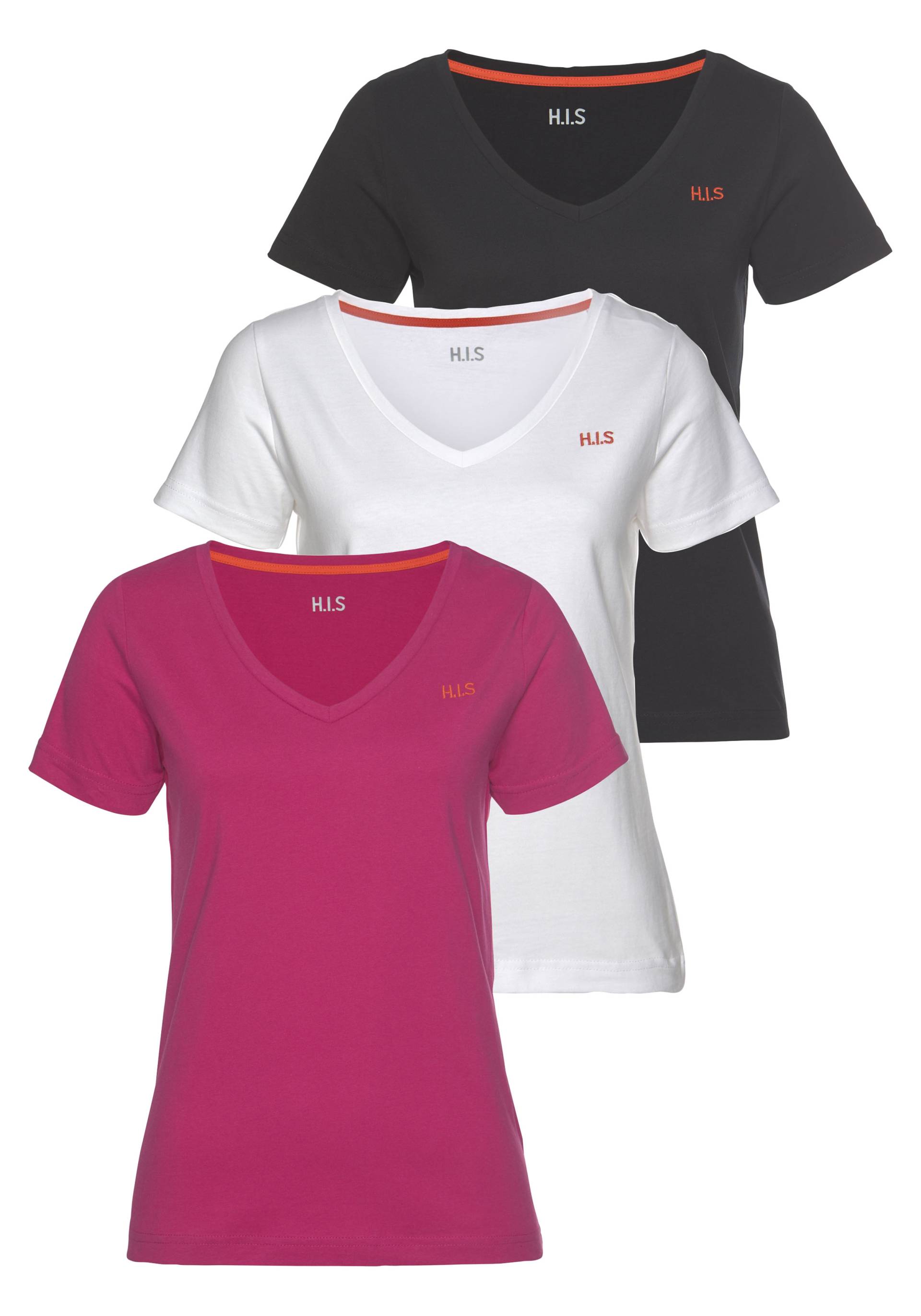 H.I.S T-Shirt »Essential-Basics«, (Spar-Set, 3er-Pack), hüftlange Passform, figurumspielender Schnitt, aus 100% Baumwolle H.I.S T-Shirt »Essential-Basics«, (Spar-Set, 3er-Pack), hüftlange Passform, figurumspielender Schnitt, aus 100% Baumwolle von H.I.S