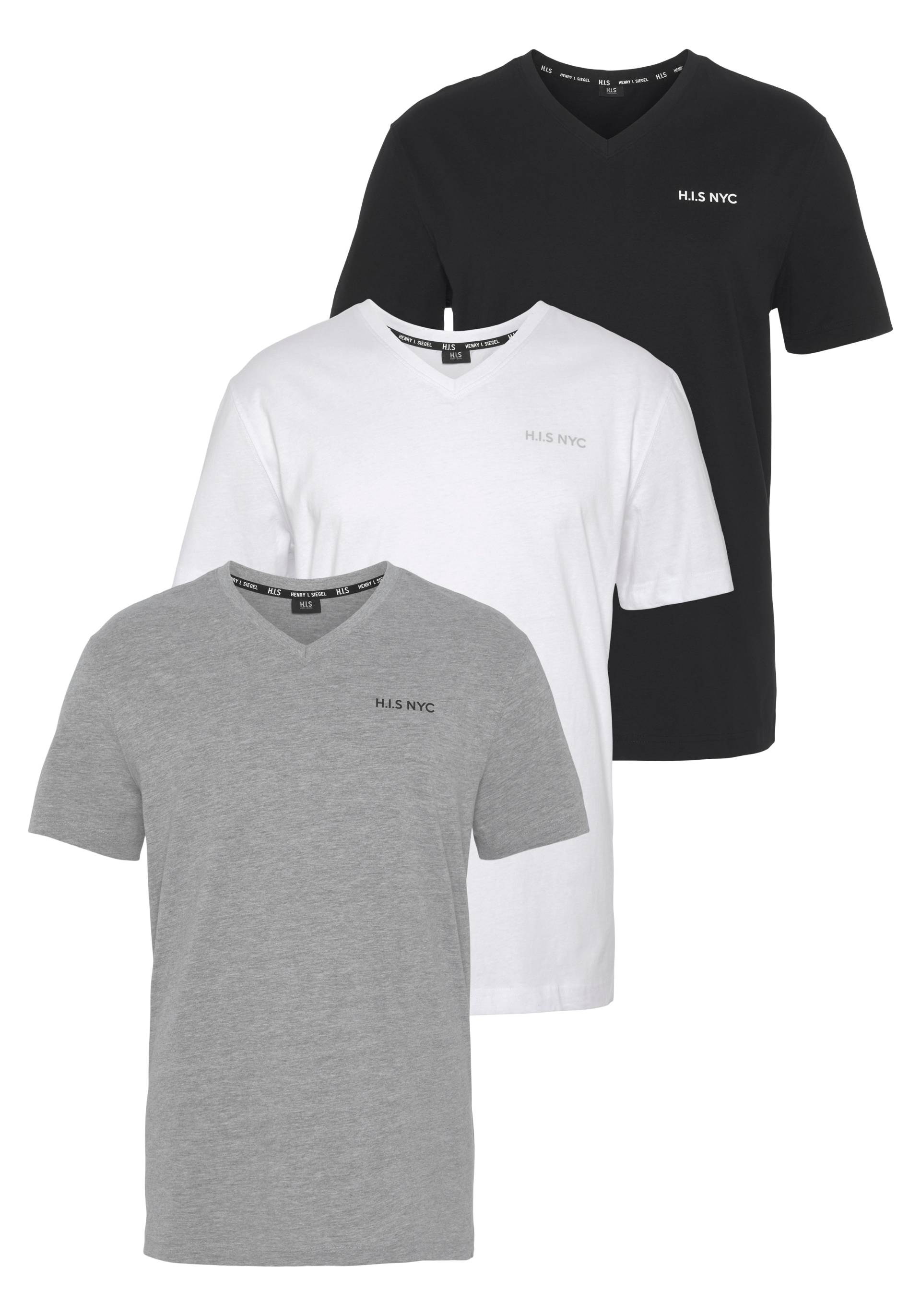 H.I.S V-Shirt, (3-er Pack), Kurzarm, Slim Fit, aus Baumwolle von H.I.S