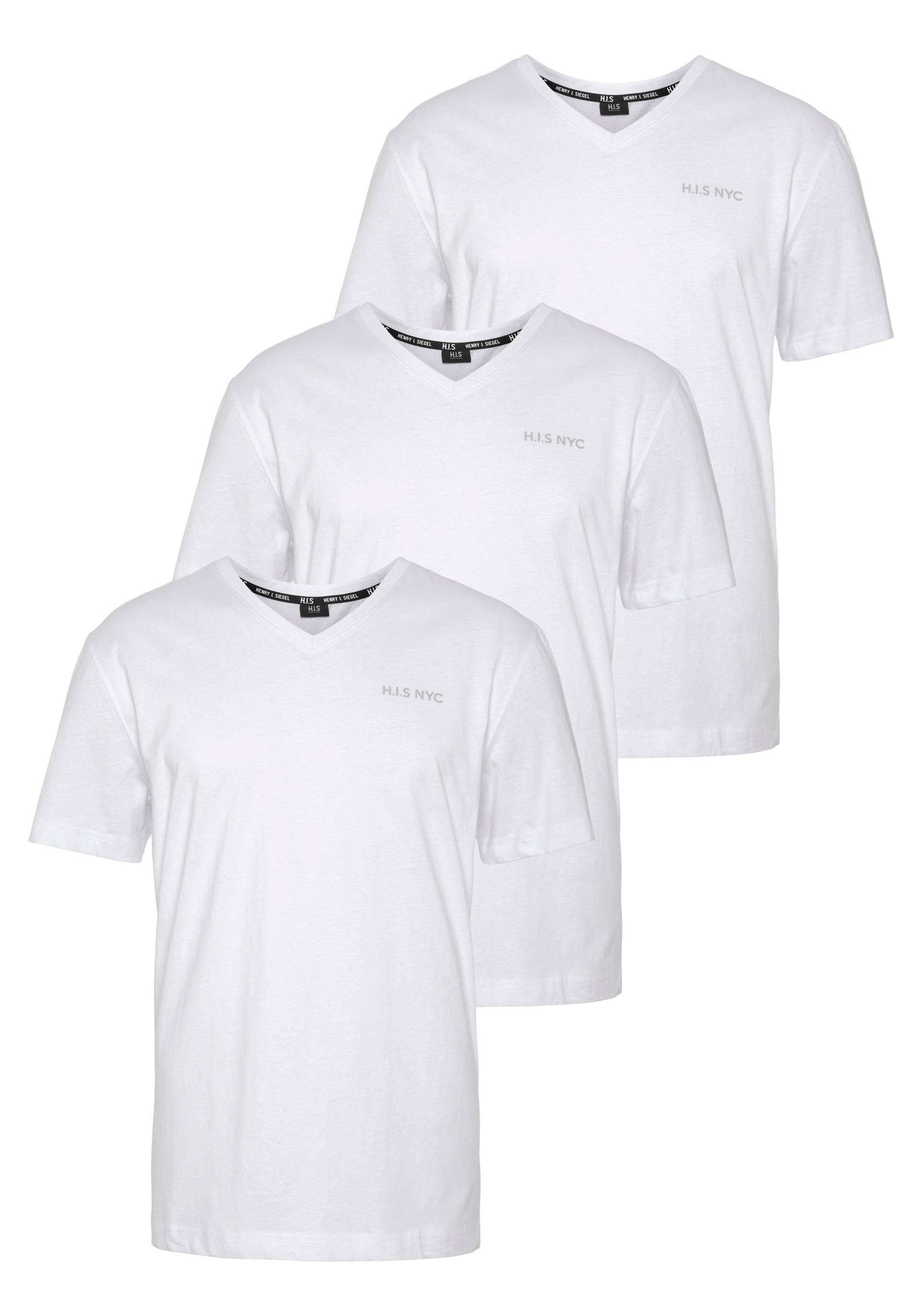 H.I.S V-Shirt, (3-er Pack), Kurzarm, Slim Fit, aus Baumwolle von H.I.S
