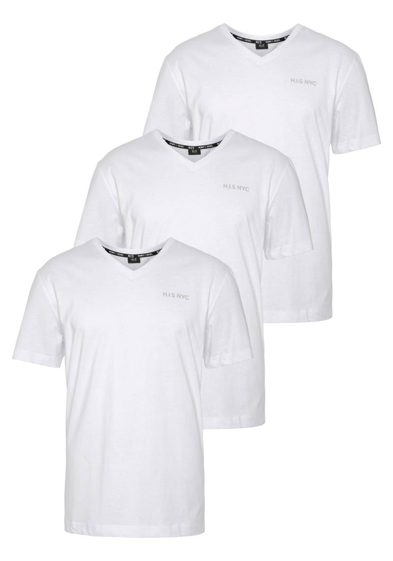 H.I.S V-Shirt, (3-er Pack), Kurzarm, Slim Fit, aus Baumwolle von H.I.S