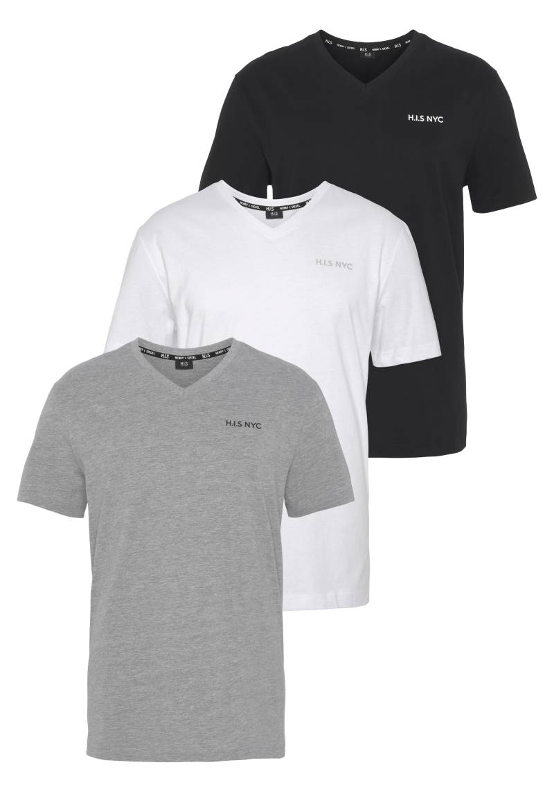 H.I.S V-Shirt, (3-er Pack), Kurzarm, Slim Fit, aus Baumwolle von H.I.S