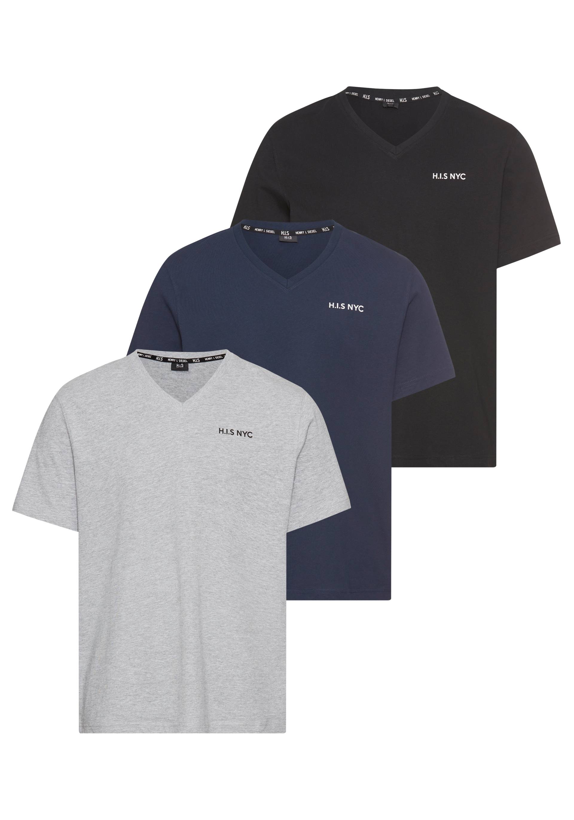 H.I.S V-Shirt, (3-er Pack), Kurzarm, Slim Fit, aus Baumwolle von H.I.S