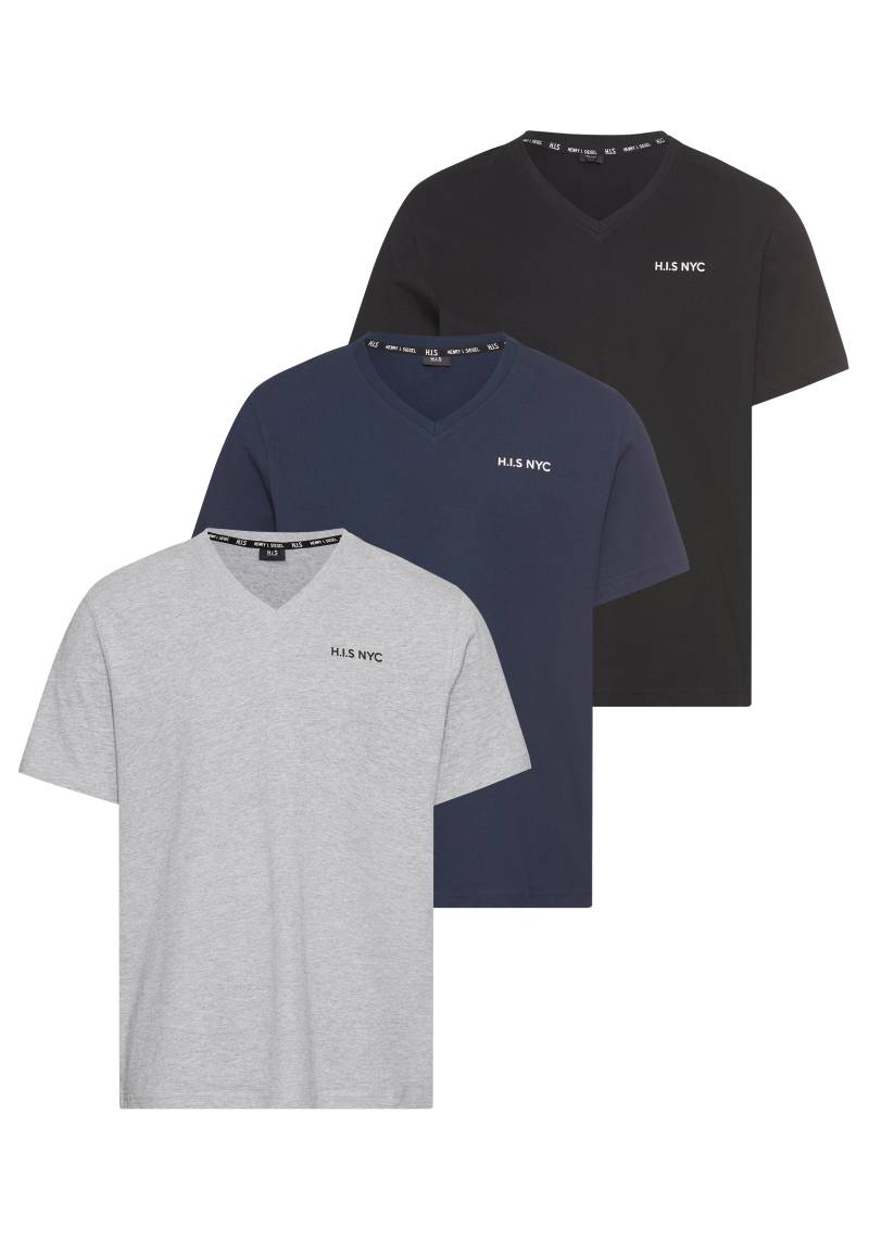 H.I.S V-Shirt, (3-er Pack), Kurzarm, Slim Fit, aus Baumwolle von H.I.S
