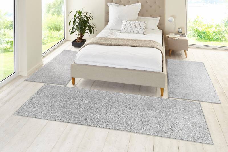 HANSE Home Bettumrandung »Pure 100«, (3 tlg.), Kurzflor, Unifarben, Teppich, Bettläufer, Bettvorleger, Teppichläufer von HANSE Home